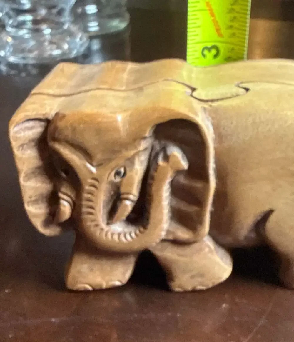 Elephant Secret Wood Puzzle Box Hand Carved Suar Wood Bali Art Trinket Box